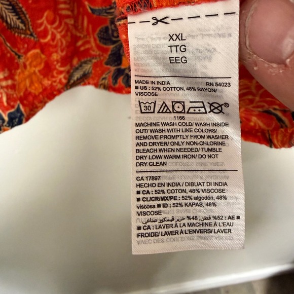 Old Navy XXL Floral Print Blouse Peasant Bohemian Red Orange Boho Top - Picture 5 of 7
